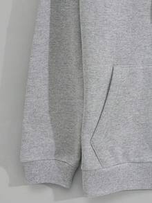 EURMUSE Men Cottonline Letter Printed Regular Hoodie - Grey - View 4