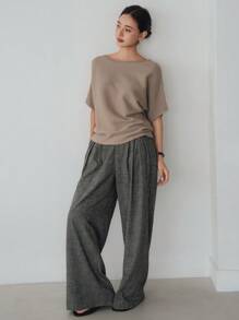 Dazy-Less 女士纯色宽松休闲商务通勤优雅办公室装短袖毛衣上衣，适合夏季、春秋季、教师装