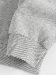 INAWLY Sudadera casual de mujer con forro térmico y bordado con eslogan, jersey de otoño e invierno - Gris - Ver 4