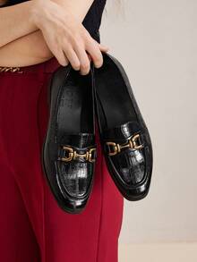 MOTF PREMIUM PU LEATHER BUCKLE FLAT SHOES FOR CHRISTMAS SPRING SHOES - Black - View 2