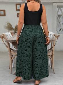 EMERY ROSE Mono de pernera ancha con cinturón y estampado dálmata - Verde - Ver 2