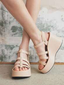 Sugerpunk Sandali casual da donna con zeppa e platform beige