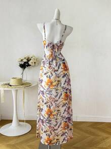 INAWLY Rochie elegantă pentru femei cu imprimeu floral integral - Multicolor - Vizualizare 2