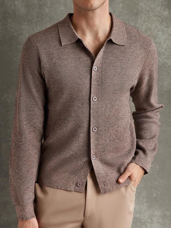 Manfinity CityGents Herren einfarbiger, einreihiger, vielseitiger, langer Arm Strickjacke