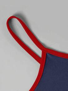 INAWLY Y2K Spain Letter Graphic Camisole Top Graphic Tees Women Tops - Navy Blue - View 3