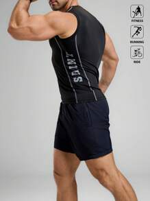 Manfinity Sport Polished 男式简约图案印花无袖运动背心