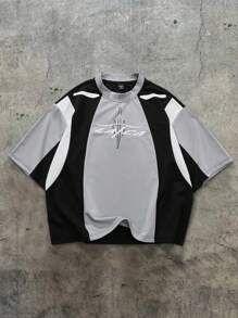 PAVTROS Manfinity Streetrush T-shirt style de rue pour jeunes hommes, avec un tissu jacquard texturé de luxe, coupe ample et courte, design minimaliste avec de petits accents, convient aux personnalités discrètes et minimalistes, polyvalent pour un usage casual, vacances, campus, extérieur. Cadeau de vacances, unisexe. Chemises streetwear pour hommes, vêtements streetwear pour hommes, chemise streetwear, chemises streetwear pour hommes, chemises pour hommes, streetwear, hip-hop de rue, cadeaux pour petit ami - Noir - Voir 2