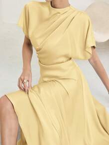 Heiryn Váy tối giản màu trơn dành cho nữ, mặc hàng ngày - Màu vàng - Xem 7