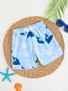 Pantalones cortos de playa con estampado de delfín adorable para niño pequeño
