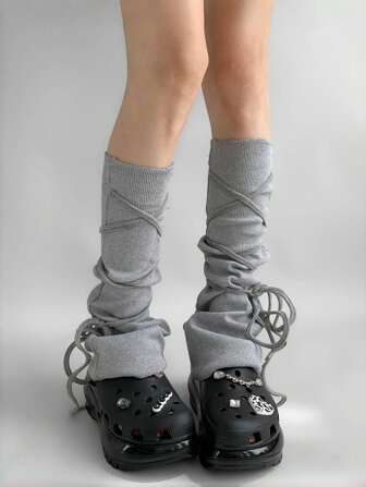 Kawaii Kawaii Y2K Stil Schleifenriemen einfarbige Damen Beinwärmer, geeignet für modische Dekoration, Anime Charakter Cosplay, JK Accessoires