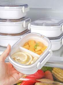 1pc/Hộp đựng thực phẩm đơn giản và tinh tế, Hộp đựng cơm bento trái cây di động, Hộp đựng đồ tươi trong tủ lạnh, Hộp đựng đồ ăn trưa nhỏ hâm nóng bằng lò vi sóng, Hộp đựng đồ ăn trưa ngoài trời tươi, Hộp đựng cơm bento cho học sinh, Đồ dùng trong trường học - trắng - Xem 1