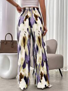 Franclia Quần ống rộng cạp cao in họa tiết Tie Dye thời trang - Màu vàng - Xem 2