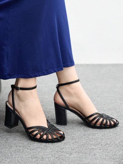 CUCCOO BIZCHIC Women's Peep Toe Woven Platform Wedge Sandals, Elegant Versatile Comfortable Vacation Roman Gladiator Heeled Sandals, Black For Christmas Spring Shoes