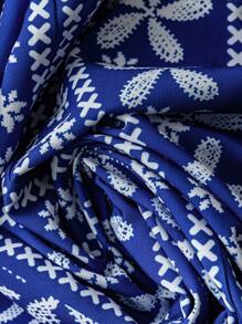 Sweetra SunnyBelle 女式加大码 V 领细肩带休闲热带花卉印花褶前连衣长裙，适合海滩、夏季女装 - 彩色 - 查看 4