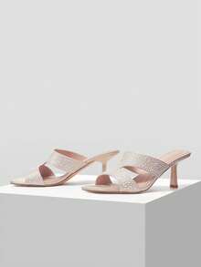 MOTF SQUARE TOE PU LEATHER HEELED SANDALS - Dusty Pink - View 4