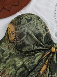 SHEIN PETITE CURVE Übergröße Damen-Urlaubs-Strick-Camisole-Tube-Top mit Retro-Print, geeignet für Herbst/Winter