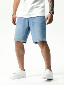 Manfinity Hypemode Pantalones cortos casuales holgados tipo bermudas de hombre con bolsillos, versátil - Lavado ligero - Ver 4
