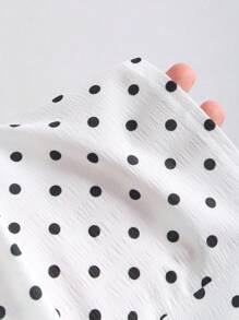 Sweetra Parte superior corta sin mangas con diseño de lazo en la espalda y estampado de lunares, vintage sexy, diseño exclusivo, estilo "French Girl"