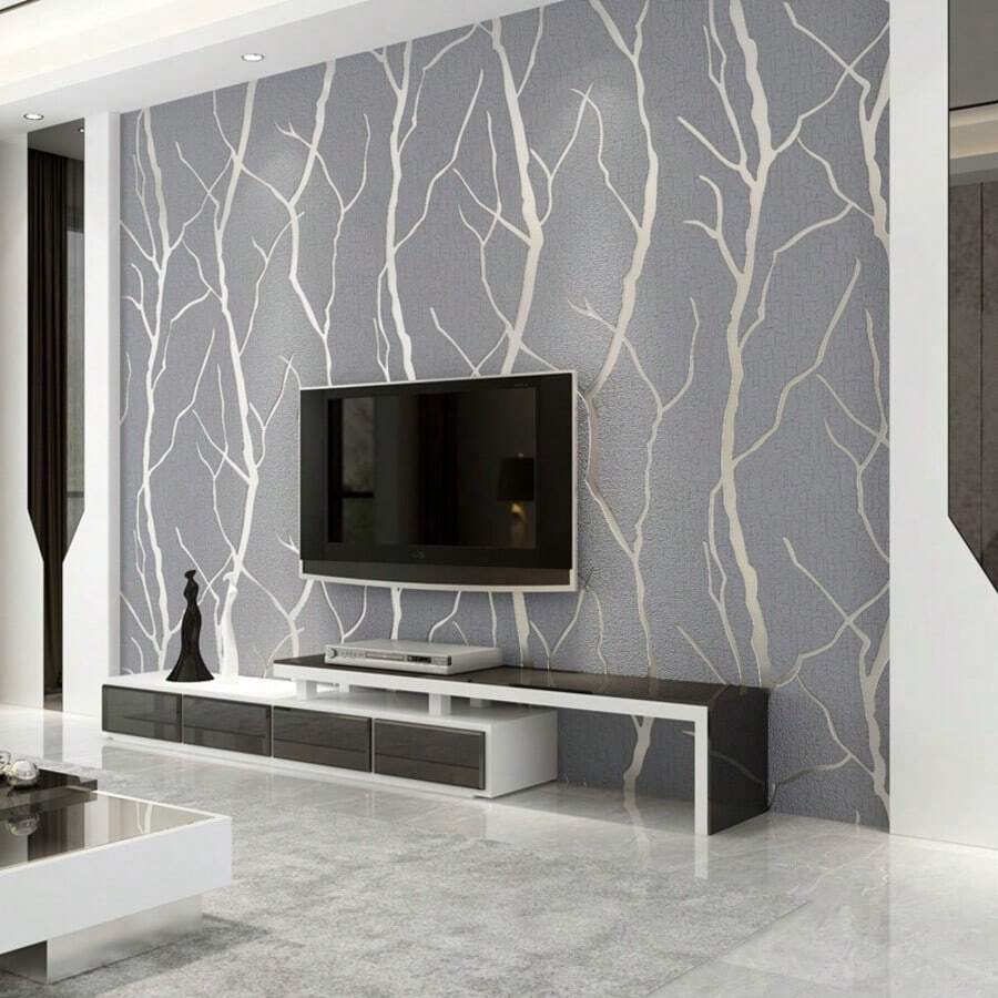 1 Roll Dry Wood Branch Pattern Non-Woven Fashion Wallpaper, Marble Pattern Stylish Wallpaper,TV Feature Wall Living Room Bedroom Wall Repair(52cm Width),Home Decor - Multicolor - View 1