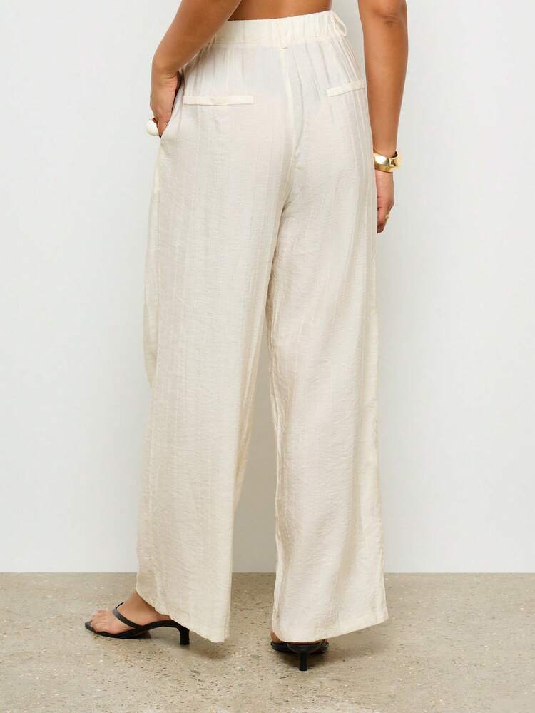 AiiRZ Wide Leg Linen Beach Resort Palazzo Summer Vacation Pants Lightweight Lounge High Waisted Tailored Trousers