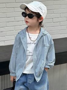 Dazy Kids Toddler Boys' Loose Casual Lightweight Hooded Jacket, Fall Outerwear - Blue - View 3