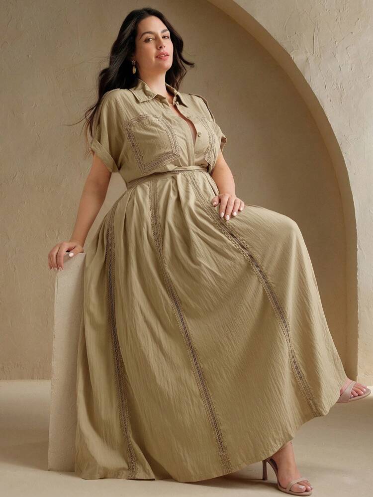 Ensemble blouse et jupe en dentelle matelassée pour femmes grandes tailles, printemps/été. Tenue décontractée pour vacances
