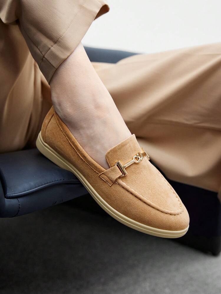 CUCCOO BIZCHIC アプリコット色のストラップ ミニマリストラウンドトウフラットシューズ、エレガントで シンプルで快適、スリップオンのカジュアルコミューターワークフラット、多用途、フォーマルなイベントにも適しています