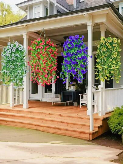 SHEIN 1Pc Artificial Flowers, Outdoor Silk Morning Glories, Artificial Flowers, Eucalyptus Leaves, Realistic Hanging Flowers, Wedding, Home, Office, Garden Decoration, Birthday Decoration, Anniversary Decoration, Festival Decoration, Graduation Decoration