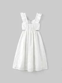 Ontre Vestido con mangas cortas y bordado para niña preadolescente - Blanco - Ver 2