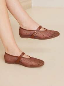 MOTF PREMIUM RHINESTONE DETAIL PU LEATHER FLATS FOR CHRISTMAS - Brown - View 7