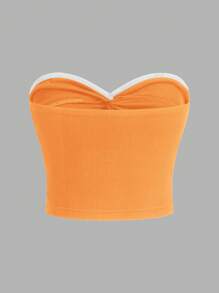 SHEIN MOD Top tubo de punto acanalado con nudo delantero para el verano - Multicolor - Ver 3