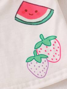 Baby Girls' Fruit Pattern T-Shirt & Plaid Fruit Print Pants 2pcs Outfit - Multicolor - View 4