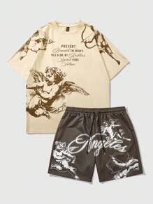 ROMWE MEN Men's Street Life Angels Printed Set - Multicolor - View 3