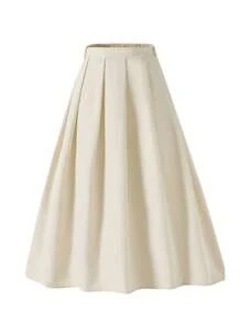 SHEIN 2pcs/Set Teen Girls Solid Color Single-Breasted Vest And Pleated Midi Skirt Elegant 2 Pieces Set