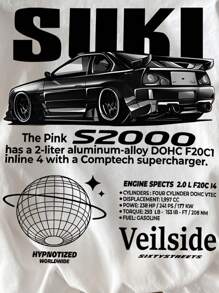 INAWLY 女士休闲汽车标语印花圆领短袖T恤，夏季