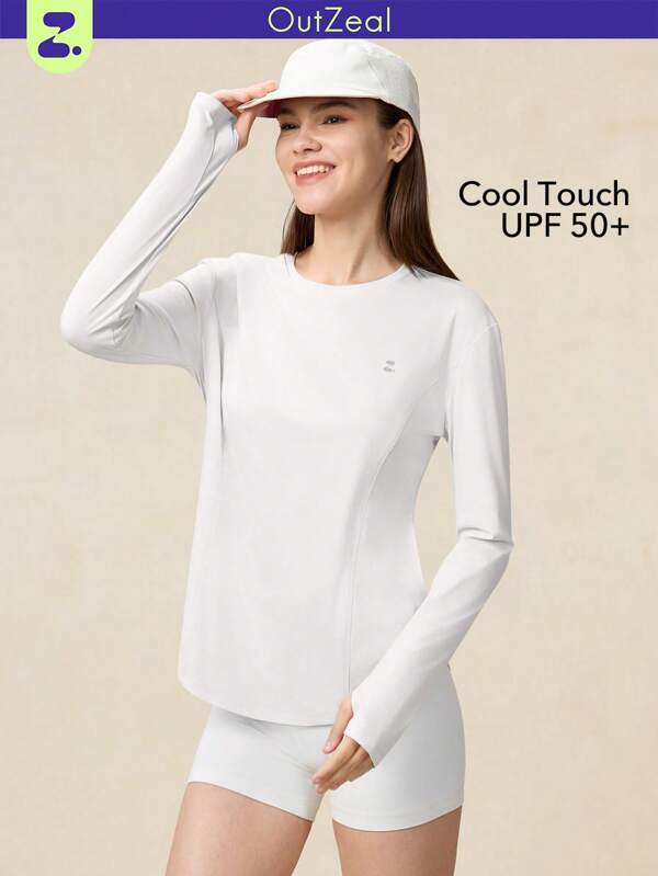 OutZeal SunProof UPF50+ Cooling Sun Protection Curved Hem Long Sleeve Tee Women With Pockets