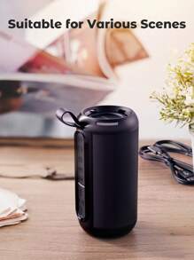 Teckwe Portable Wireless Speaker With Subwoofer, FM Radio, Waterproof, Supports SD Card & USB, For Cellphone & Computer, Outdoor, Hands-Free Calling, Fabric Handle, TWS - Black - View 7