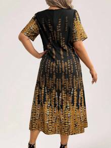 SHEIN Clasi Plus Size Women Woven Long Elegant Floral Digital Print Dress, Fashionable & Refined, Summer