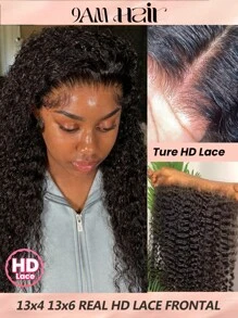 TrueHD 类似皮肤的真发 13x4 13x6 高清蕾丝前额，仅深卷发 0.10 毫米超薄高清蕾丝，预拔，生动清晰的发际线，巴西杰瑞卷曲真人发