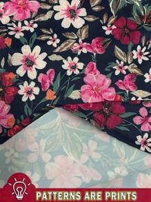 SHEIN LUNE Plus Size Women Floral Pattern Lantern Sleeve Mini Dress, Elegant Casual Suitable For Spring & Autumn,Beach Dress Sundress,Holiday Outfits Boho Chic Dress