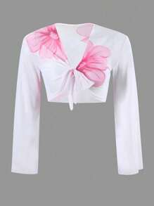 Swim Oasis 4 件套女士花卉印花泳装和沙滩装，夏季 - 粉色 - 查看 3