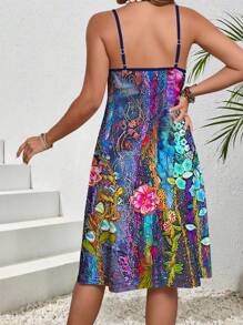 Breezaya Vestido de camiseta floral casual de talla grande para mujeres, vestidos de tirantes finos, ropa de verano para mujeres y atuendos de playa para mujeres