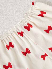 2pcs/Set Teen GirlApricot Butterfly Print Long Sleeve Cardigan And Long Pants Casual Comfortable Loungewear Bow Pajamas Cute Pajama Set Fall Winter - Apricot - View 7