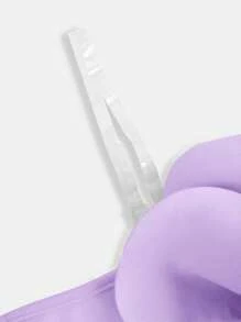 SHEIN Bộ đồ liền thân trang trí hoa 3D đơn giản, thanh lịch, không đối xứng, phù hợp cho bé gái tuổi teen, thích hợp cho tiệc tùng, đám cưới và sự kiện - Màu tím hoa cà - Xem 4