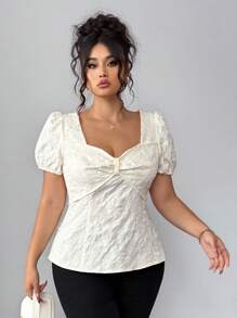 Elenzga Elegante, gemusterte Blusen in Große Größen für Frauen mit Puffärmeln