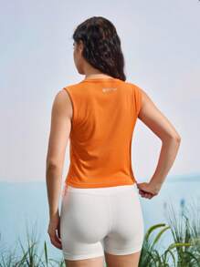 In My Nature Tricou sport casual pentru femei cu imprimeu de litere și camisol cu șnur de strângere