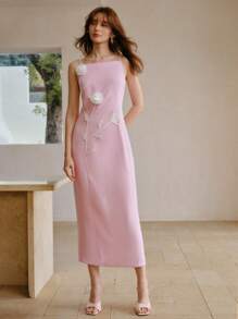 MOTF STUDIO VÁY XÉ TAY HOA STEREO - Hồng - Xem 1