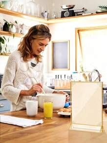 Factory Stock Acrylic Gold-Edged Table Cards, Transparent Color Triangular Dining Table Signs Set.