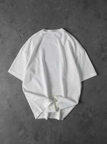 Sport MetroGents Camiseta Esportiva de Manga Curta Gola Redonda Ajuste Solto com Gráfico de Barra de Peso Respirável para Homens