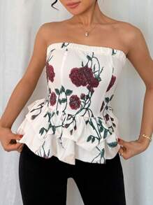 Elenzga Top de tirantes casual estampado floral bordado para mujer, moda de verano - Multicolor - Ver 7
